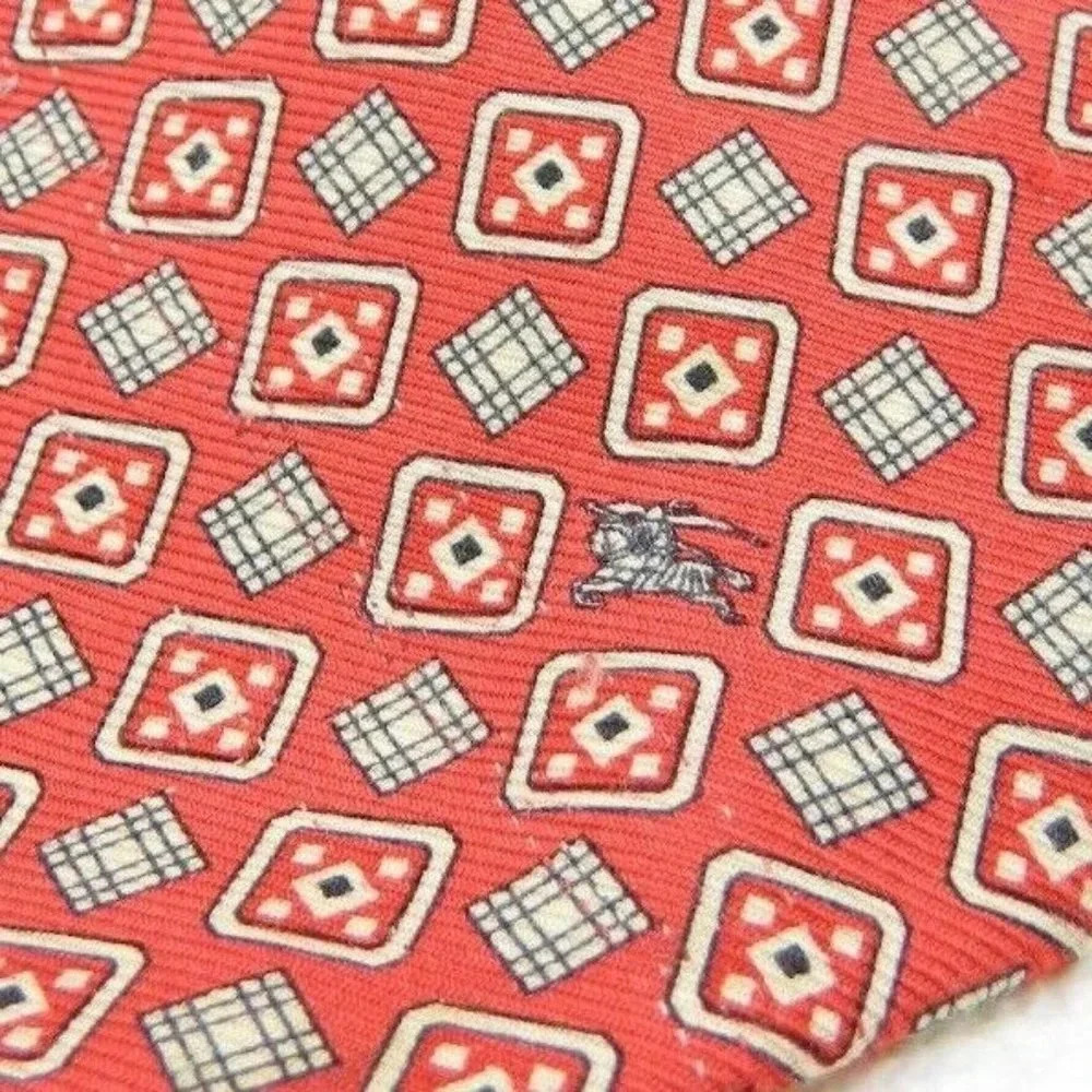 Burberrys of London Red Yellow Square Pattern Tie - Picture 2 of 4